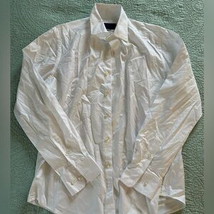 David Donahue Men’s Button Down White Collar Dress Shirt Trim Fit 16 34/35